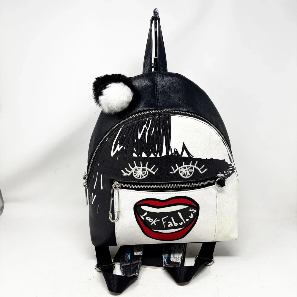 Danielle Nicole Disney Cruella De Vil Look‎ Fabulous Mini Backpack Black White - Picture 15 of 15